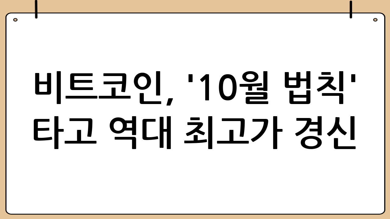 비트코인, '10월 법칙' 타고 역대 최고가 경신! 상승세 지속될까?