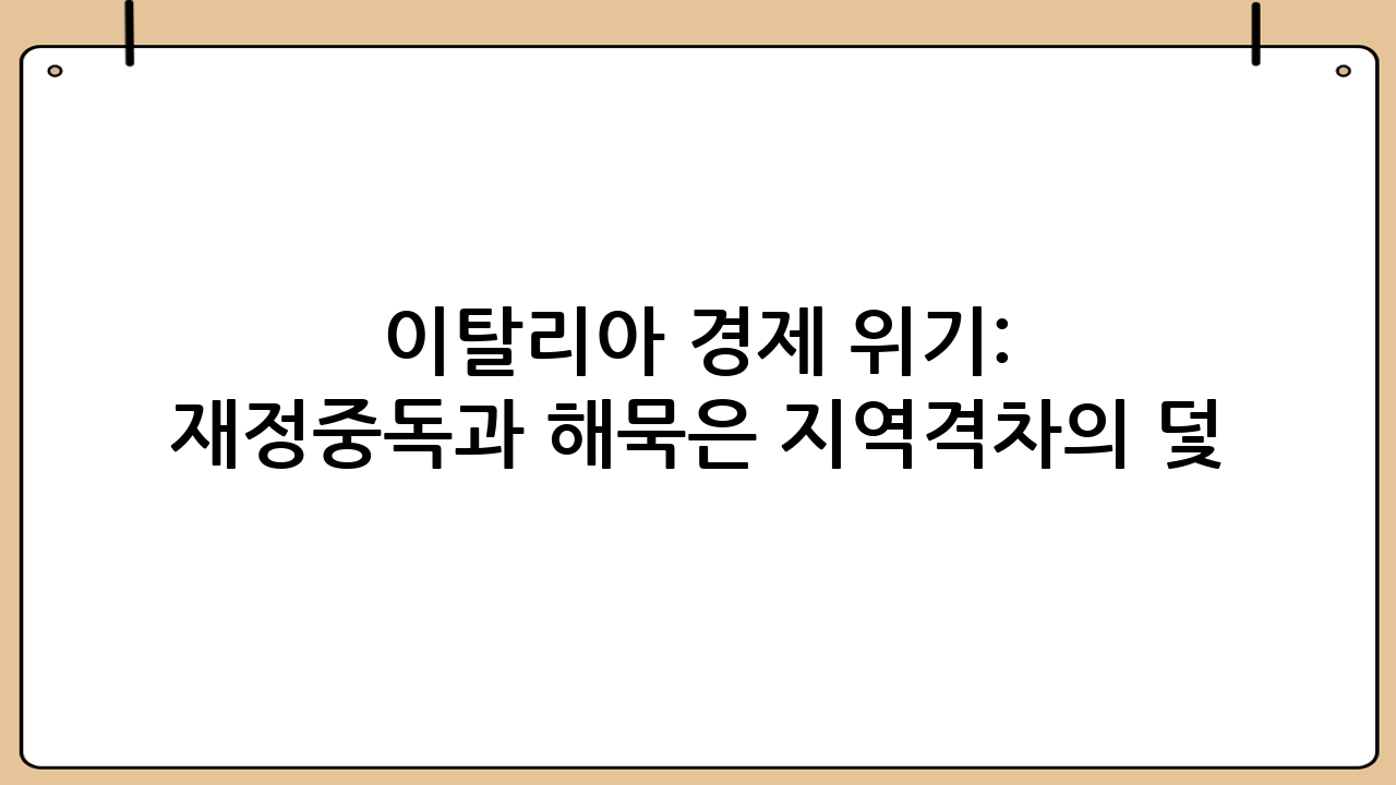 이탈리아 경제 위기: 재정중독과 해묵은 지역격차의 덫