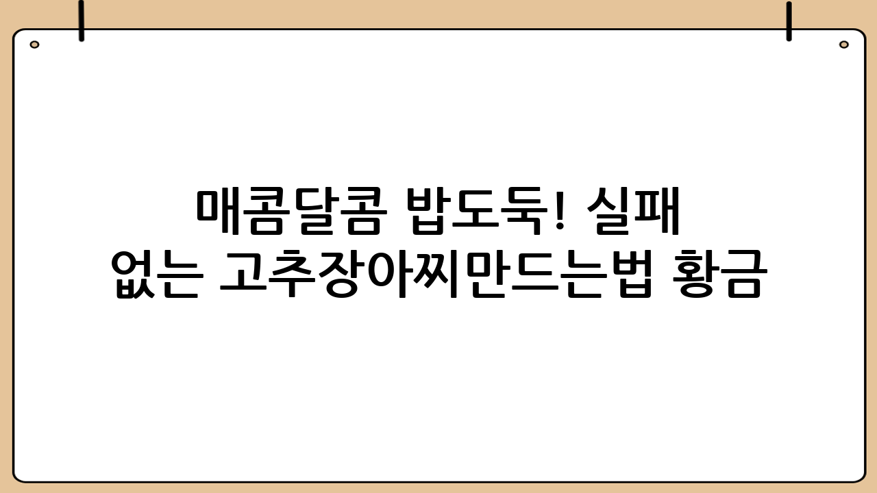 매콤달콤 밥도둑! 실패 없는 고추장아찌만드는법 황금 레시피 공개