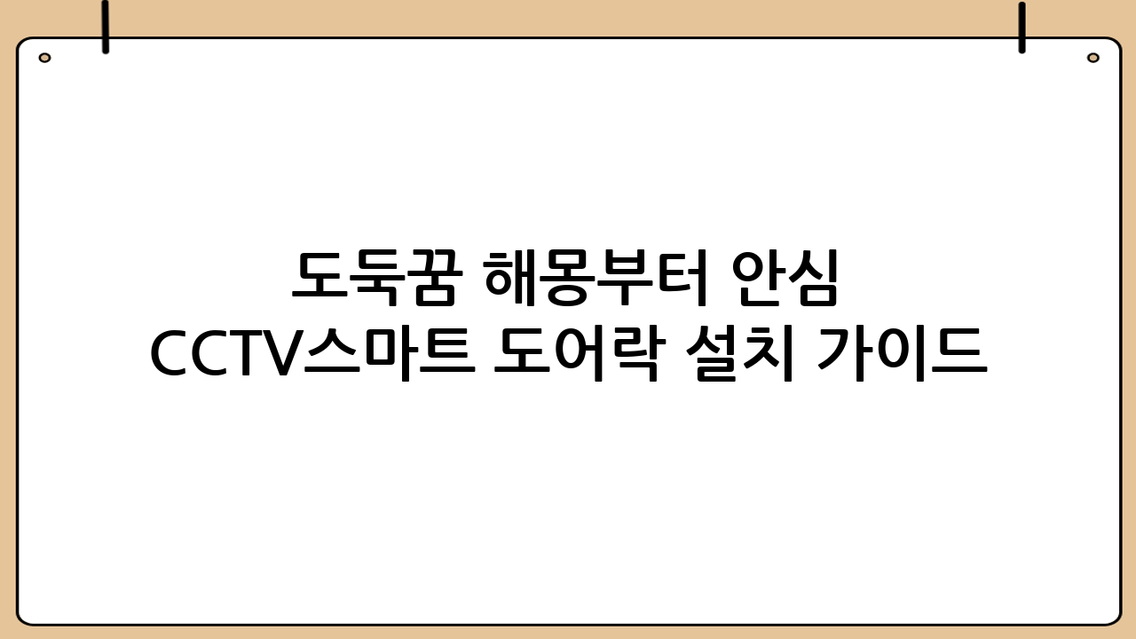 도둑꿈 해몽부터 안심 CCTV·스마트 도어락 설치 가이드: 안전한 우리집 만들기