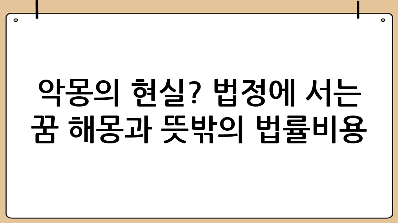 악몽의 현실? 법정에 서는 꿈 해몽과 뜻밖의 법률비용 보험 활용법