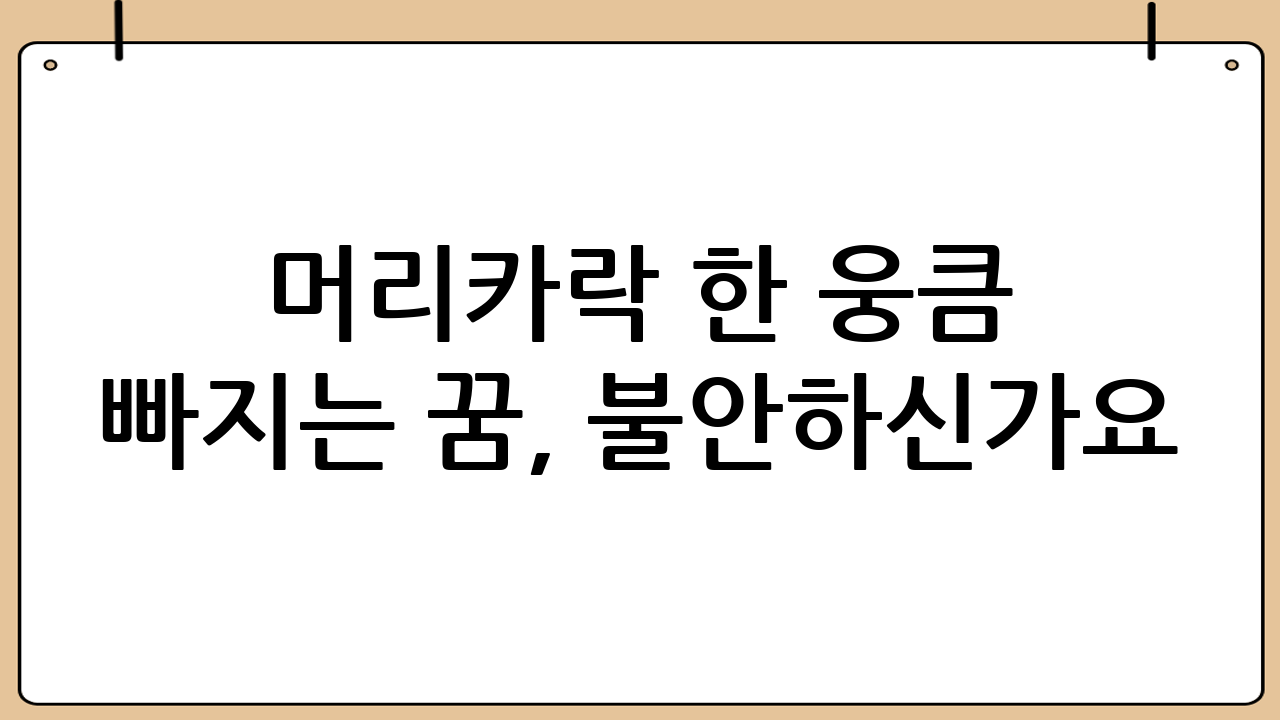 머리카락 한 웅큼 빠지는 꿈, 불안하신가요? 탈모의 모든 것!