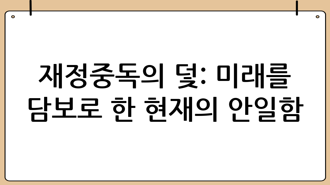 재정중독의 덫: 미래를 담보로 한 현재의 안일함