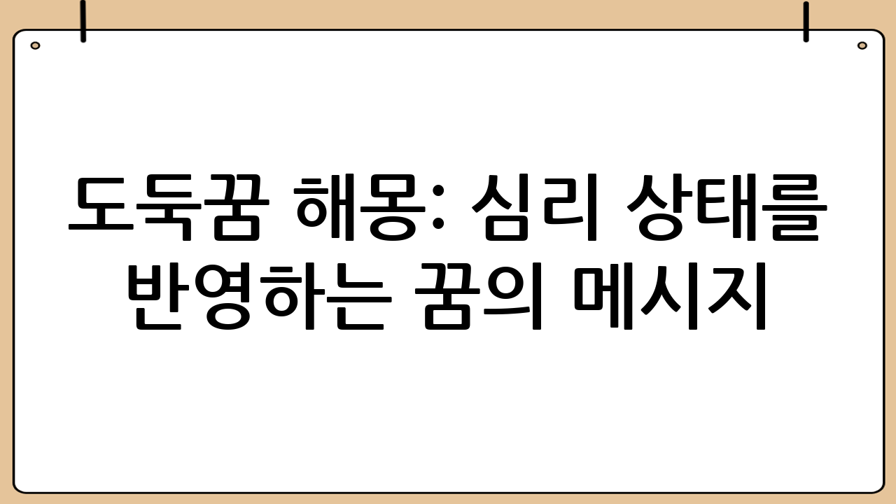 도둑꿈 해몽: 심리 상태를 반영하는 꿈의 메시지