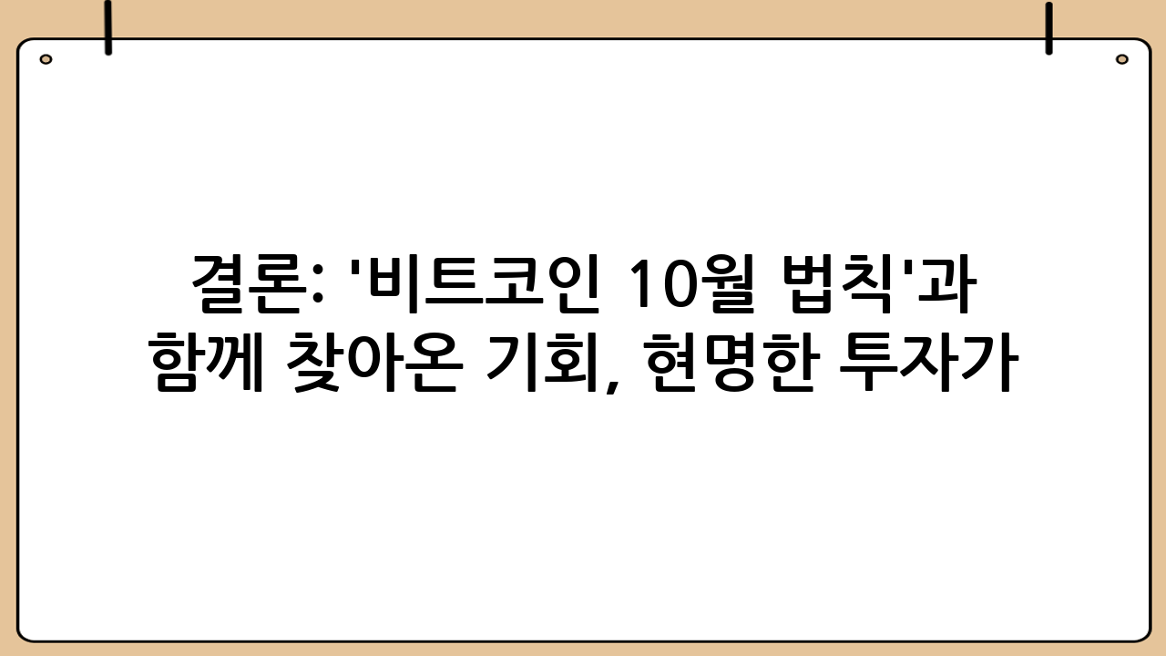 결론: '비트코인 10월 법칙'과 함께 찾아온 기회, 현명한 투자가 중요