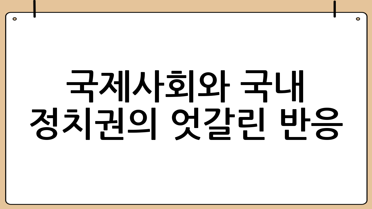 국제사회와 국내 정치권의 엇갈린 반응