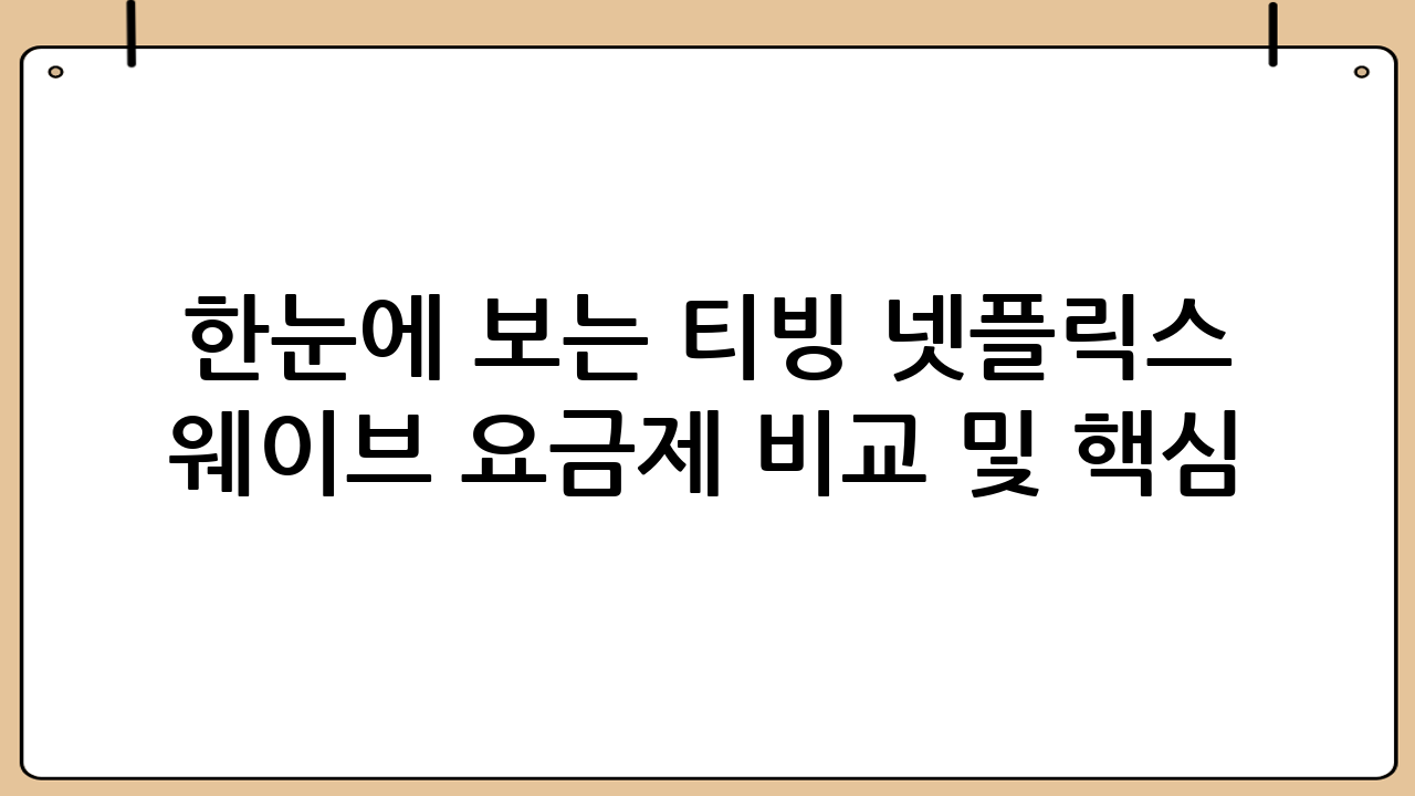 📊 한눈에 보는 티빙 넷플릭스 웨이브 요금제 비교 및 핵심 기능