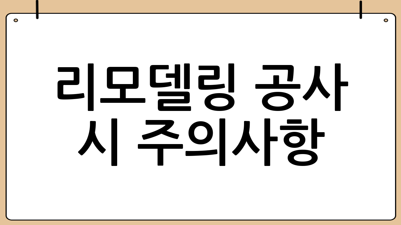 리모델링 공사 시 주의사항