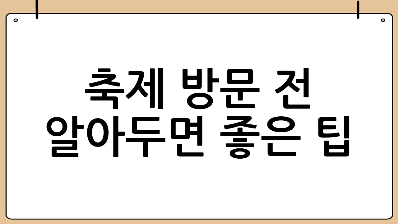축제 방문 전 알아두면 좋은 팁!